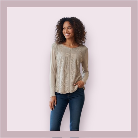 Oscalito Filo Scozia Embroidered Zip Front Jacket - Picture 1 of 6